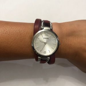 Fossil watch- dark red straps- barely worn
